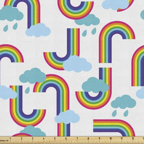 Vista 105 de Ambesonne - Tela de Dragón por The Yard, diseño de estilo de dibujos animados para niños con patrón de animales, dragones de colores, obra de arte