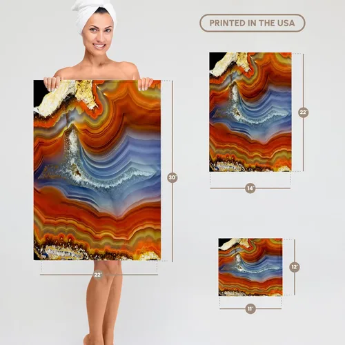 Vista 5 de 3dRose Banded Agate, Quartzsite, Orange and Blue 11x12 Wash Cloth for Face and Body