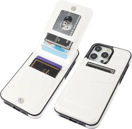 Vista 27 de KIHUWEY Compatible con iPhone 15 Pro Max Funda Billetera con Soporte para Tarjeta de Crédito, Tapa de Cuero Premium con Cierre Magnético y Soporte