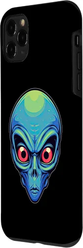 Vista 23 de iPhone 13 Pro Max Alien Face UFO Alien Head Funny Alien Case