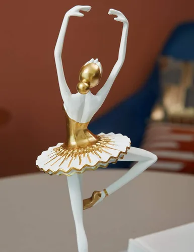 Vista 6 de HAUCOZE Estatua de bailarina de bailarina, escultura de yoga, decoración moderna del hogar, regalo para sala de estar, oficina, poliresina, 12