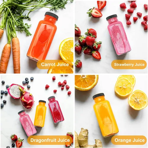 Vista 5 de Maredash Botellas de vidrio de 8 onzas con tapas, botellas de jugo de regalo para mujeres, tarros de vidrio de 8 onzas con tapas, botellas de agua