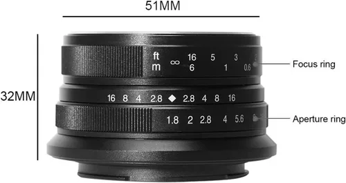 Vista 2 de 7artisans Lente vertical de formato APS-C F1.8 de 0.984 in compatible con cámaras Olympus y Panasonic Micro 4/3 Mount