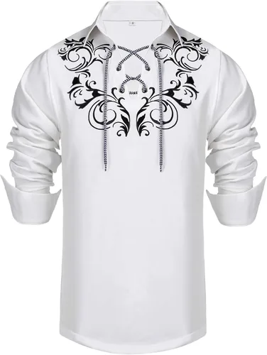 Vista 2 de Daupanzees Camisa de manga larga para hombre, estilo casual de jacobita escocés