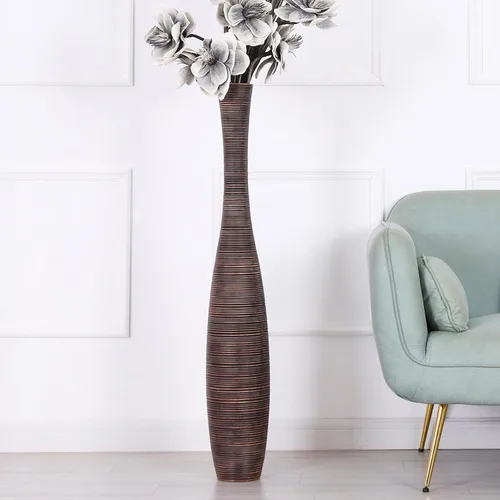 Vista 11 de Leewadee Florero decorativo alto para decoración de sala de estar, 20 ″, negro, resina