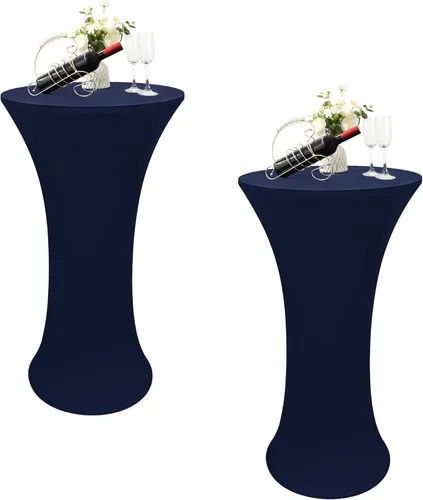 Vista 9 de Cubierta de Mesa de Cóctel Redonda Ajustada de 24x43 Pulgadas Mantel de Mesa de Cóctel de Elastano Negro Mantel Ajustado Highboy Manteles de Mesa