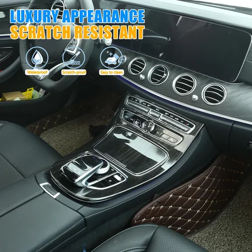 Vista 3 de Cubierta del panel de la caja de cambios de la consola central compatible con Mercedes Benz Clase E W213 2016 2017 2018, estilo fibra de carbono