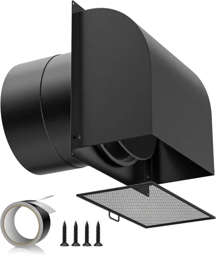 Vista 12 de Hon&Guan - Ventilación de pared con capucha de 4 pulgadas con solapa magnética y malla extraíble, cubierta de ventilación de secadora exterior