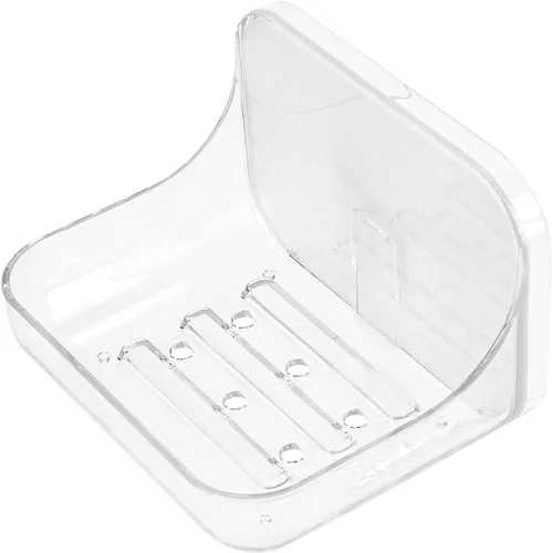Vista 9 de Jabonera autoadhesiva para montar en la pared, protector de jabón de plástico, soporte de esponja para pared de ducha, baño, cocina (transparente A))