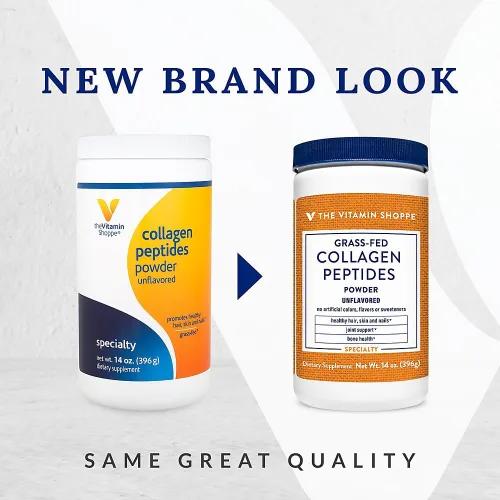 Vista 2 de The Vitamin Shoppe Péptidos de colágeno en polvo, sin sabor, promueve la salud del cabello, la piel, las articulaciones y las uñas, de bovino
