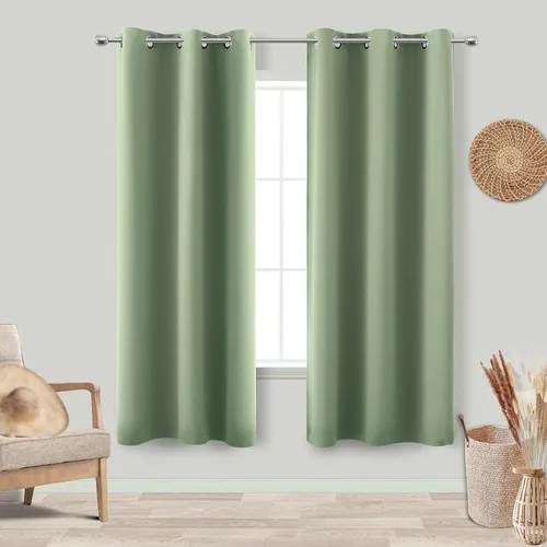 Vista 69 de KOUFALL Cortinas de Baño Aqua para Ventana, Juego de 2 Paneles Decoración Costera Cortinas Cortas Opacas para Ventana Pequeña de Cocina Puerta