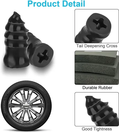 Vista 3 de Linkstyle Kit de 60 piezas de enchufes para neumáticos, clavos de reparación de neumáticos, tornillos de reparación de neumáticos al vacío, kit