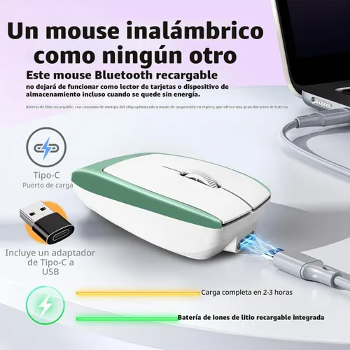 Vista 4 de FMOUSE Mini 2-en-1 Ratón Inalámbrico Bluetooth y Lector de Tarjetas TF - Tarjeta TF de 8 GB Incluida, Adaptador de Type-C a USB, Recargable, Ultra