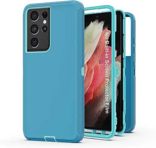 Vista 7 de Funda protectora resistente para Galaxy S21 Ultra 5G, funda protectora resistente con [3 capas] Cubierta de protección de goma resistente a prueba