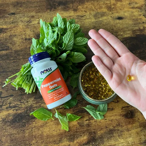 Vista 6 de NOW Foods Suplementos, geles de menta con aceites de jengibre e hinojo, revestimiento entérico, soporte digestivo*, 90 cápsulas blandas