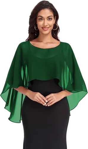 Vista 14 de Sheer Shawls and Wraps for Evening Dresses Chiffon Capes for Women Negro