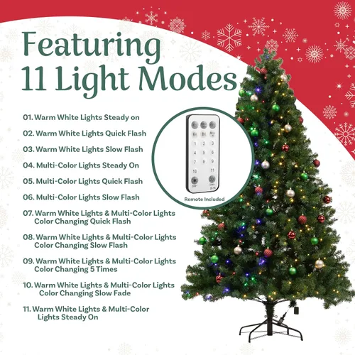 Vista 2 de Elf Stor - Árbol de Navidad artificial preiluminado de 7.5 pies con soporte Verde Oscuro