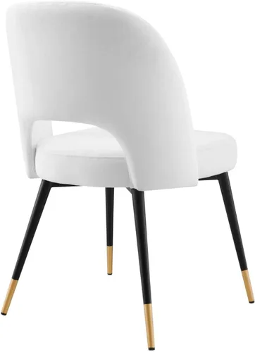 Vista 4 de Modway Rouse Performance - Silla de comedor de terciopelo en color blanco, 23 x 20 x 32