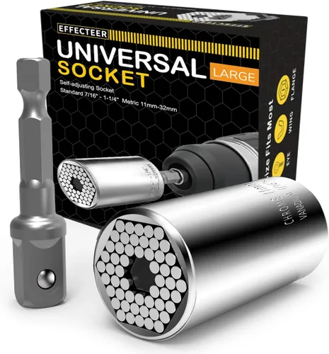 Vista 9 de Enchufe Universal, Enchufe Autoajustable que se Adapta a Estándar de 1/4'' - 3/4'' Métrico 7mm-19mm, Adaptadores de Enchufe para Llave de Trinquete