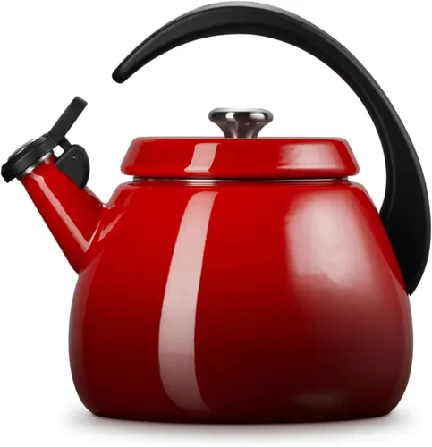 Vista 3 de Le Creuset - Tetera de cloche esmaltada en acero, 2.2 cuartos de galón, Cerise