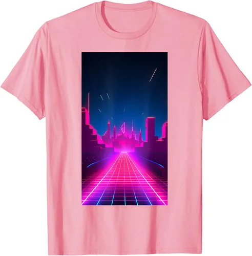 Vista 28 de Camiseta Retrowave Street 80s Vaporwave Synthwave, Negro -, Pequeña