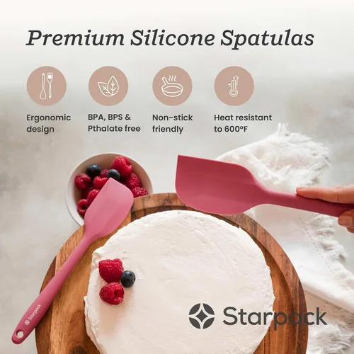 Vista 2 de Starpack - Juego de espátulas de silicona «Scrape & Stir» (2 piezas) – Juego de espátulas resistentes al calor a 600 °F – Espátulas de cocina