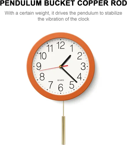 Vista 5 de VOSAREA Reloj de pared unisex con péndulo, dorado, pantalla analógica, 12 pulgadas de diámetro
