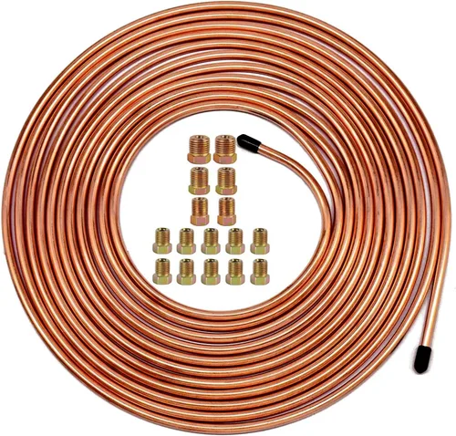 Vista 13 de Kit de tubos de línea de freno MuHize de 3/16 pulgadas x 25 pies con 16 accesorios de estriado - Rollo de acero recubierto con PVF resistente a