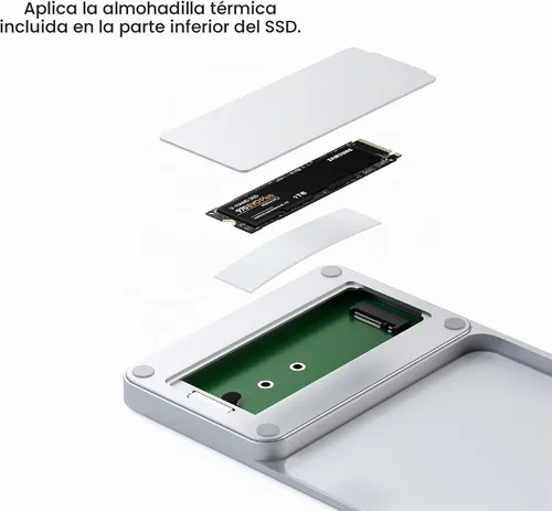 Vista 3 de Satechi Slim Dock para iMac de 24 pulgadas, carcasa SSD M.2 sin herramientas, color plateado Puerto de datos USB-C, USB-A, 2 puertos USB 2.0