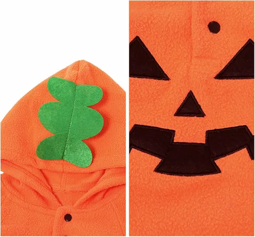 Vista 8 de Le SSara Disfraz de calabaza de Halloween con capucha para bebé, disfraz de Navidad