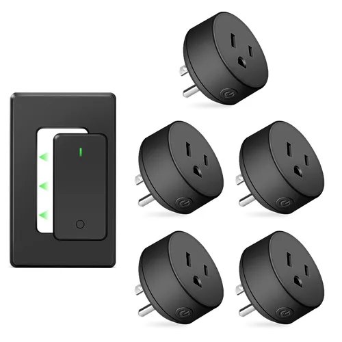 Vista 65 de Remote Switch Outlet,NineLeaf Remote Control Outlet Plug with Switch Wireless On/Off Light Switches Wall Mounted,15A/1500W LED,TUV List,No Wiring