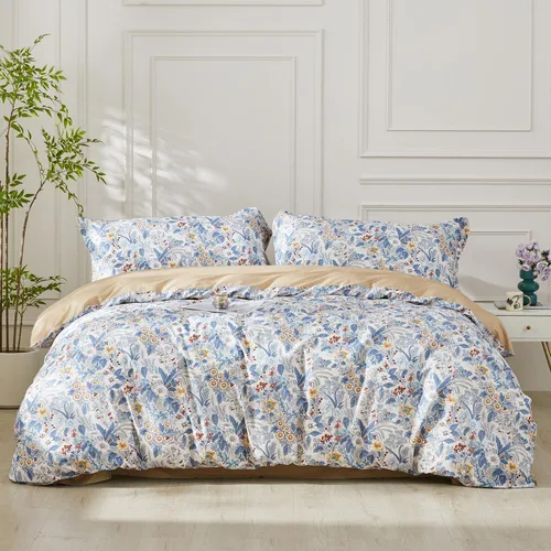 Vista 16 de SAPHREAS Juego de Funda de Edredón de Flores Rosas 2 piezas Algodón Estilo Jardín Campanilla Floral Ropa de Cama Juego de Funda de Edredón 100%