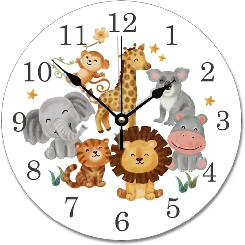 Vista 12 de ASL - Reloj de pared de grano de madera de 10 pulgadas, reloj de pared de arco iris, funciona con pilas, sin tictac, reloj de madera vintage