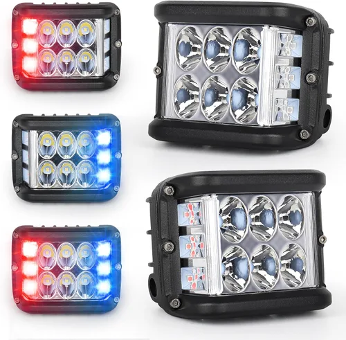 Vista 10 de Luces Pod Laterales Direccionales de 4 Pulgadas, Luces LED Estroboscópicas Azules de Cubo de Doble Cara para Granja, Tractor, Arado, Camión, Barco