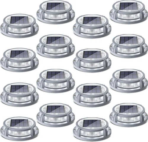 Vista 8 de SIEDiNLAR Luces solares para cubierta al aire libre, 2 modos, 16 LED, marcadores de entrada, luz de muelle, funciona con energía solar, impermeable