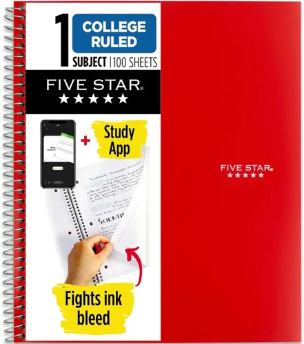 Vista 8 de Cuaderno de Five Star, 1 materia, con rayas, 100 hojas, 11" x 8-1/2", Negro