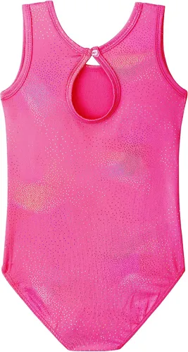 Vista 2 de HOZIY Leotardos para niñas, ballet, gimnasia, sin mangas, manga larga, destellos coloridos, azul aguamarina, rosa, morado, color liso
