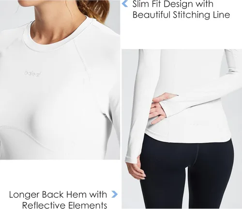 Vista 3 de BALEAF Women's Long Sleeve Workout Tops Compression Running Shirts Fitted Athletic Warm Thumbholes Quick Dry Stretch Yoga