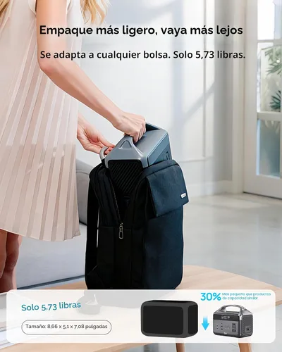 Vista 5 de DaranEner central eléctrica portátil 300W, generador solar 192Wh LiFePO4 Negro oscuro