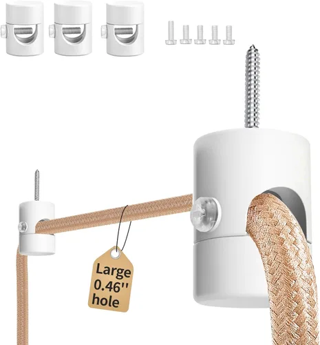 Vista 17 de Paquete de 3 Ganchos de Techo Mejorados, Ganchos de Techo Ajustables de Aluminio para Colgar Luces, Gancho Colgante Negro de Servicio Pesado, Gancho