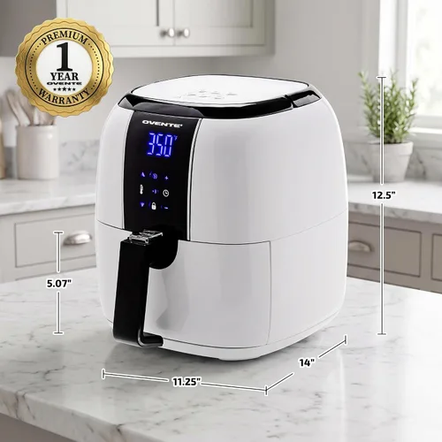 Vista 6 de OVENTE Freidora de aire digital compacta de 3.2 cuartos de galón, potencia Blanco