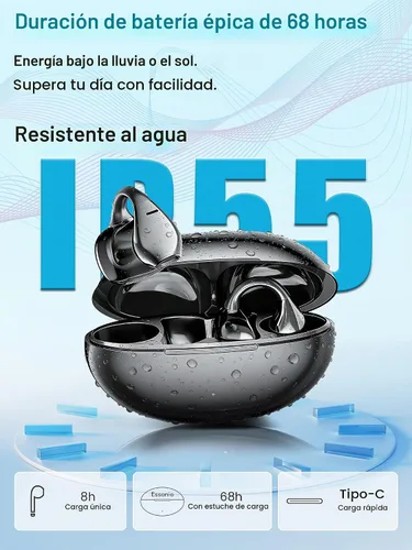 Vista 4 de M31 Auriculares inalámbricos de oreja abierta, con clip, ligeros, ajuste de 0.18 oz, control Omni Tap de gran alcance, sonido de 68 horas, Bluetooth