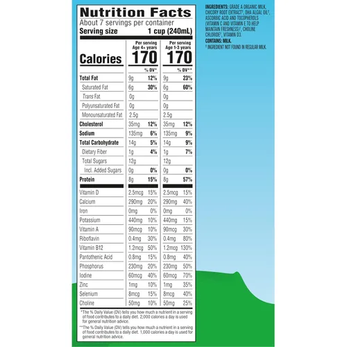 Vista 6 de Horizon Organic Growing Years - Leche entera con DHA Omega 3, medio galón, orgánico, 64 onzas líquidas