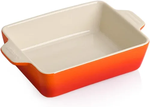 Vista 30 de Sweejar Plato de Cerámica para Hornear, Bandeja Rectangular Pequeña para Hornear con Asas Dobles, 20 Oz para Cocinar, Brownie, Cocina, 6.5 x 4.9 x