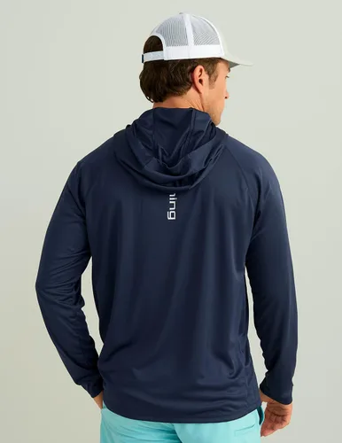 Vista 2 de HUK - Sudadera con capucha de manga larga ventilada para hombre, camiseta de pesca con capucha Academia Naval