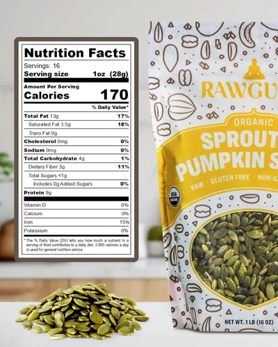 Vista 2 de RawGuru Semillas de calabaza germinadas orgánicas, semillas de calabaza para comer, 16 onzas, paquete de 1