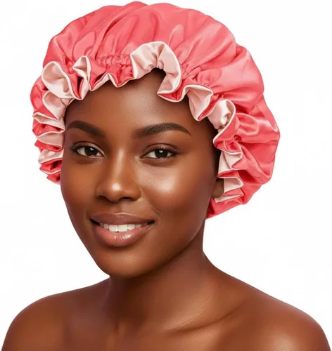 Vista 22 de Gorro de pelo para dormir, gorro de noche con clip ajustable, gorro reversible para el cabello para mujer, gorro de satén de seda