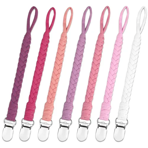 Vista 9 de 7 piezas de clip para chupete trenzado, clips para chupete para niños y niñas bebés, clip para sostener chupete Binky Clips
