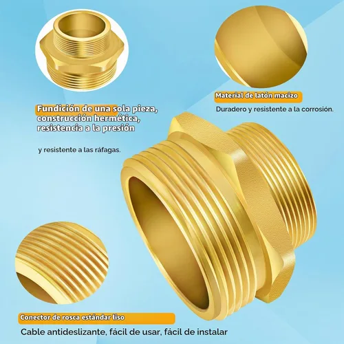 Vista 8 de Conector de rosca hexagonal para hidrante de fuego, 2" NPT x 2-1/2" NST (NH) macho Adaptador de manguera de hidrante de fuego doble macho Conector