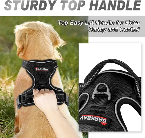 Vista 146 de BARKBAY - Arnés para perro sin tirones con clip frontal, material resistente y reflectante, asa de fácil control para pasear perros grandes